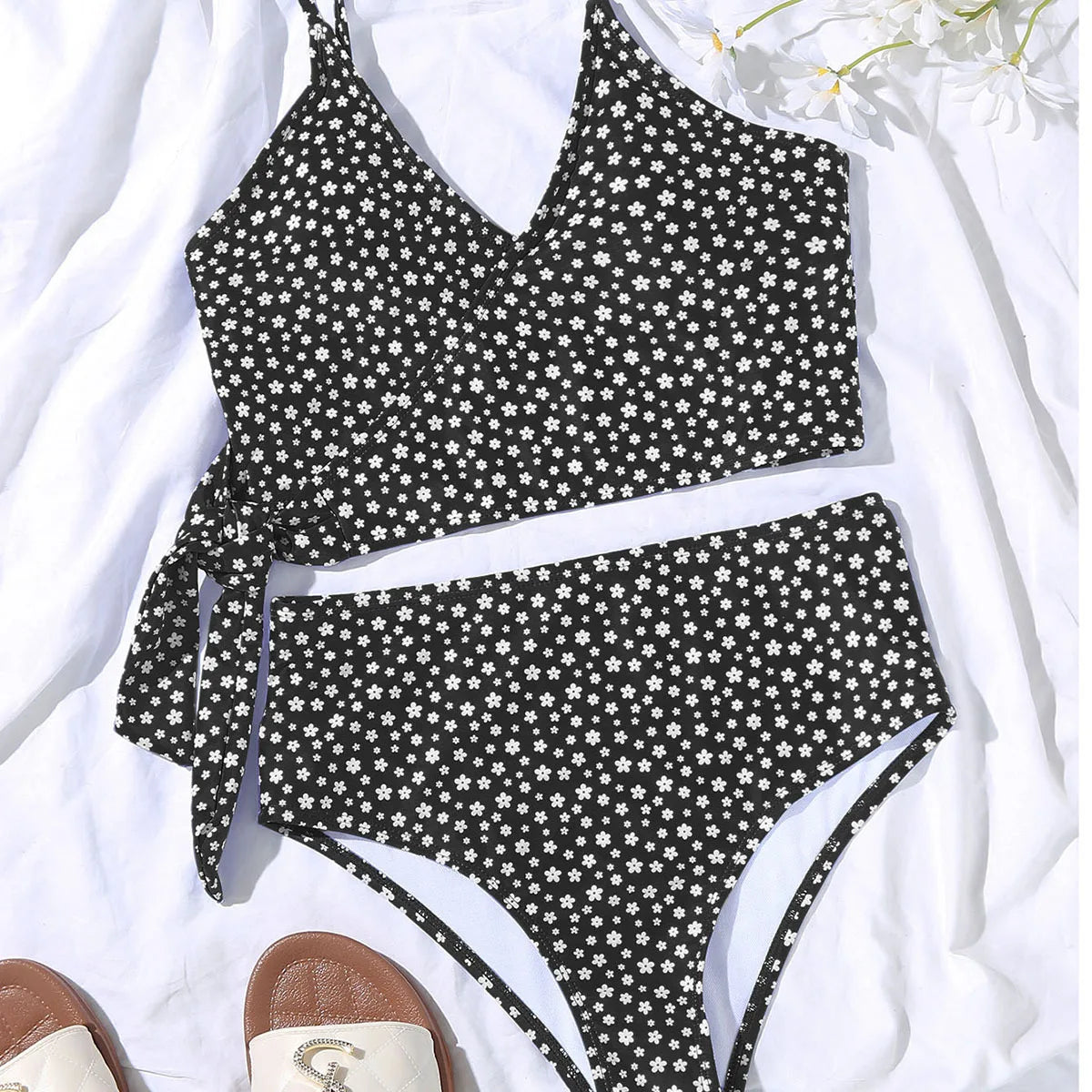 Sexy Green Dot Print Bikini 2021 Women Bathing Suit Bathers High Waist Swimsuit Brazilian Push up Lace up Bandage Swimwearr